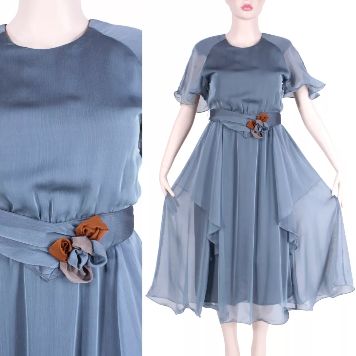 Steel blue cocktail dress cheap