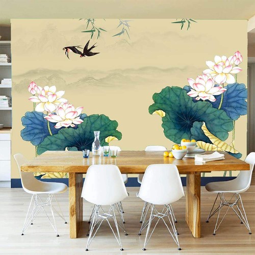 Lines Lotus Leaf 3D Full Wall Mural Photo Wallpaper Printing Home Kids Decor - Picture 4 of 10