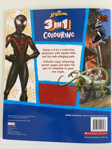 ** SPIDERMAN 3 in 1 COLOURING 32 pages Paperback Book 2021 Marvel - NEW *CREASE* - Picture 7 of 10