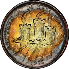 1976 San Marino 500 Lire, MONSTER TONED, original packaging included KM59