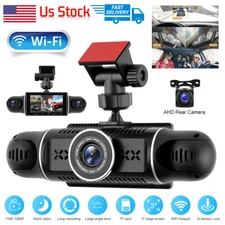 Dash Cam HD 1080P Car Dual Lens Front/Rear/Inside Video Recorder Camera G-sensor