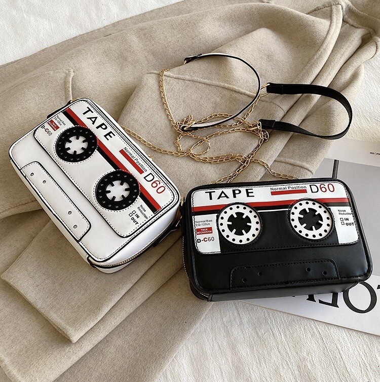 Bolso de hombro bandolera mensajero cinta casete retro Kawaii