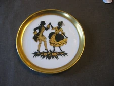 vintage silhouette plaque/coaster black gold
