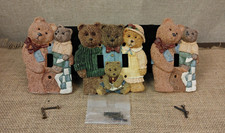 Teddy Bear Light Switch Cover, Animal, Ceramic, Dbl Switch Plate, Nursery Lot 3 