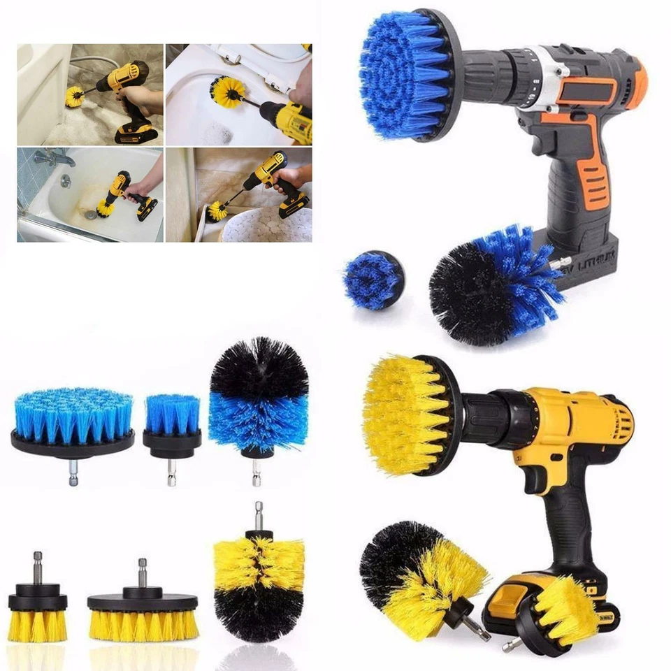 BOND HARDWARE 3 x DRILL ATTACHMENT CLEANING BRUSH SET POWER SCRUB HOME CAR TILE BATHROOM BRUSH
