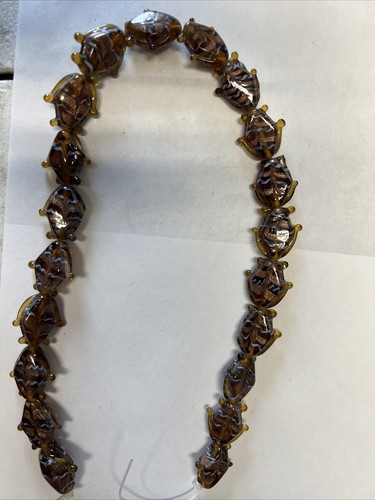 Lampwork Glass Bead Fish 21x20x8mm beads Brown With Blue And Gold 20 Fish Beads - Picture 14 of 14