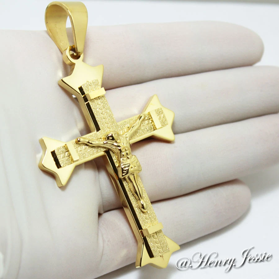 18-40"Stainless Steel 8mm Gold Plated Bones Necklace Bracelet Cross Pendant*J28 - Image 4 of 4