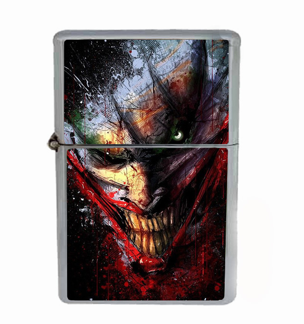 batman cigarette lighter Joker Grin Rs1 Flip Top Oil Lighter Wind Resistant