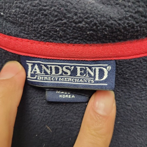 Lands' End Red Fleece Jacket Women Full Zip Zip Pocket Front Size Medium 10-12 - Picture 3 of 12