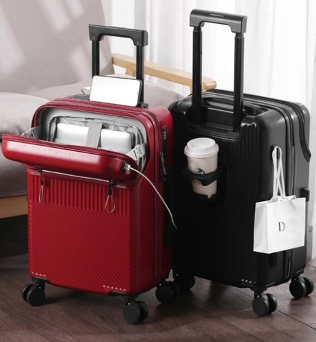 Small Suitcase 20" USB Port, Drinks holder, 360 Wheels, Easy access front zip - Picture 4 of 11