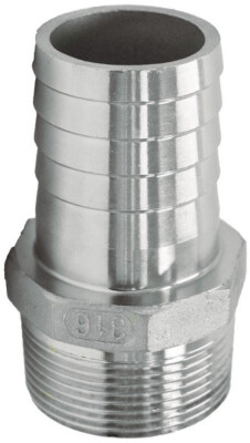 (Ships Fast) 1'' ID Hose Barb x 1'' NPT Thread 316 Stainless Steel Fitting