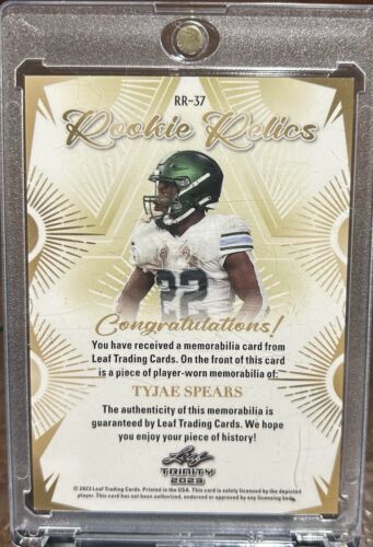 Leaf Trinity 2023 Rookie Relics Tyjae Spears RR-37 Jersey Card Tennessee Titans - Picture 2 of 2