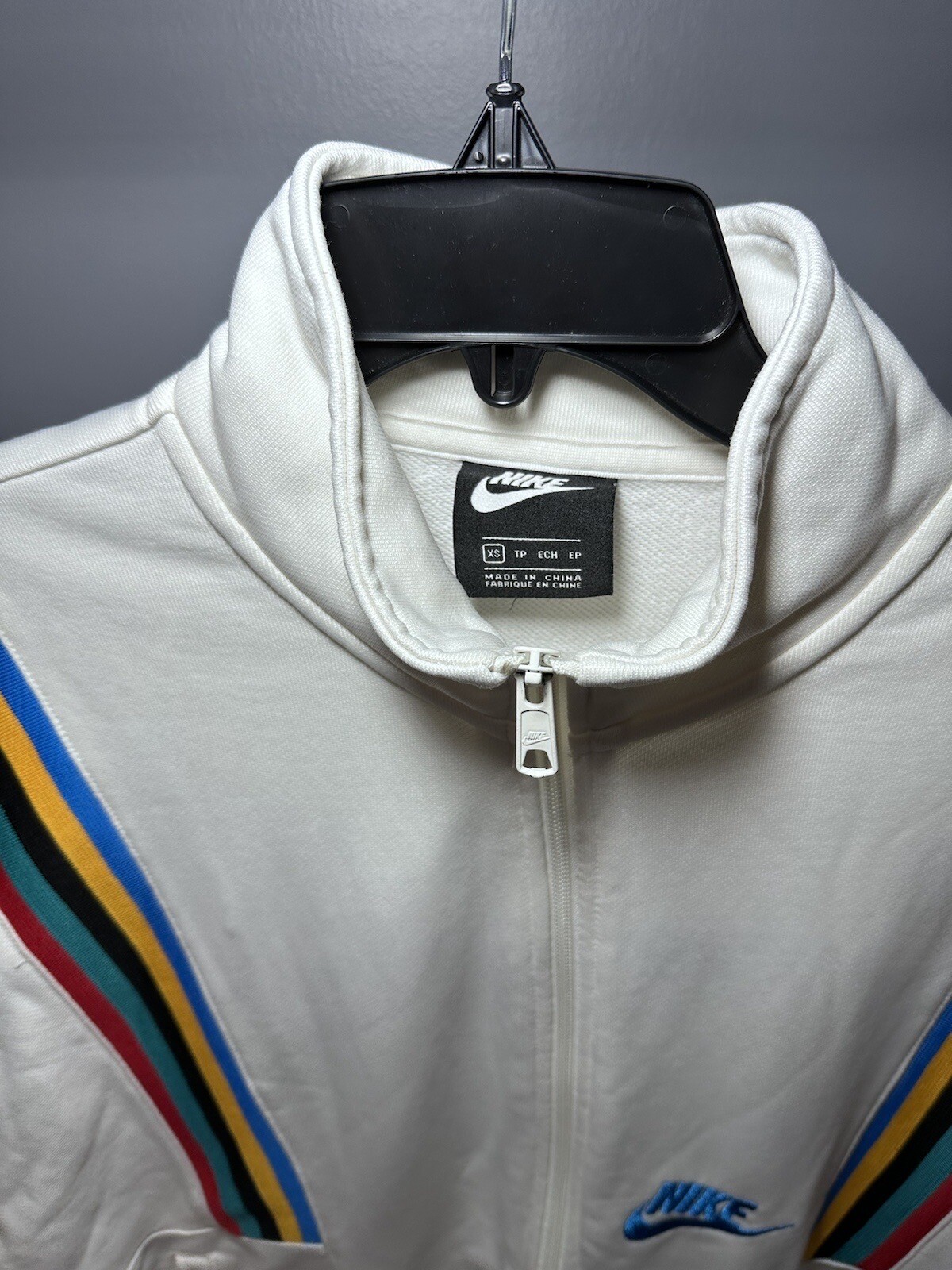 SACAI X NIKE Rara giacca Nike NSW French Terry Heritage ristampa 1988 uomo bianca taglia XS