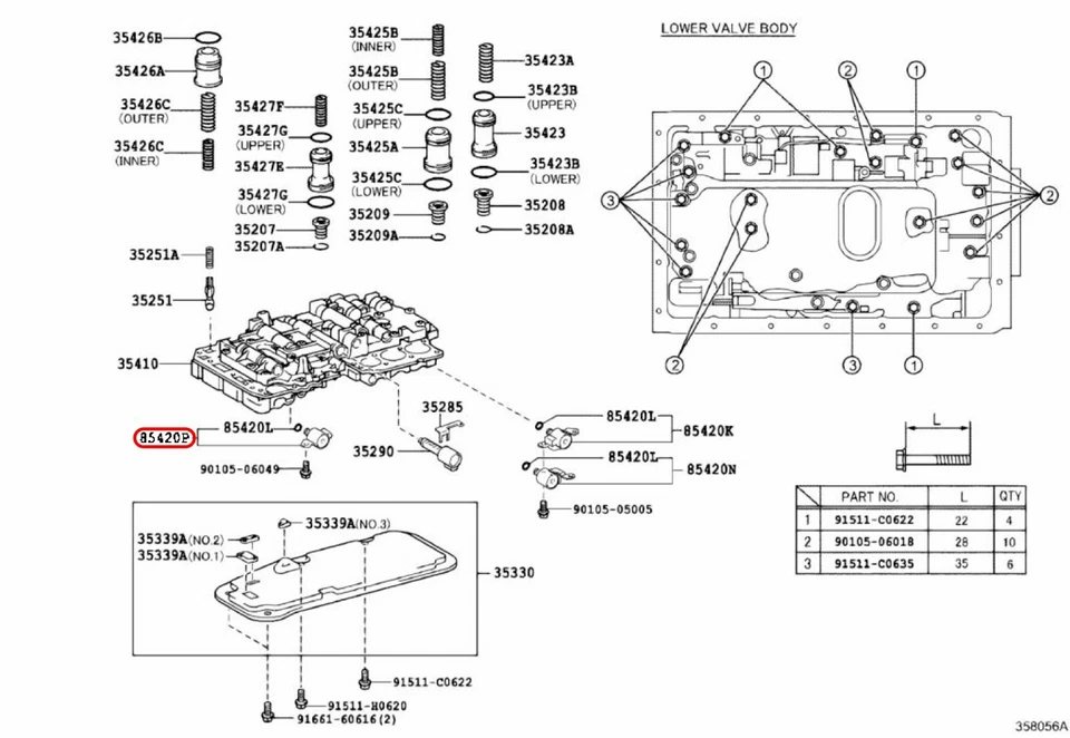 Toyota Lexus genuino conjunto de solenoide transmisión 35250-50030 OEM Foto 3 de 4