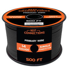 14 Gauge Car Audio Primary Wire 500ft  Black   Remote, Power/Ground Electrical