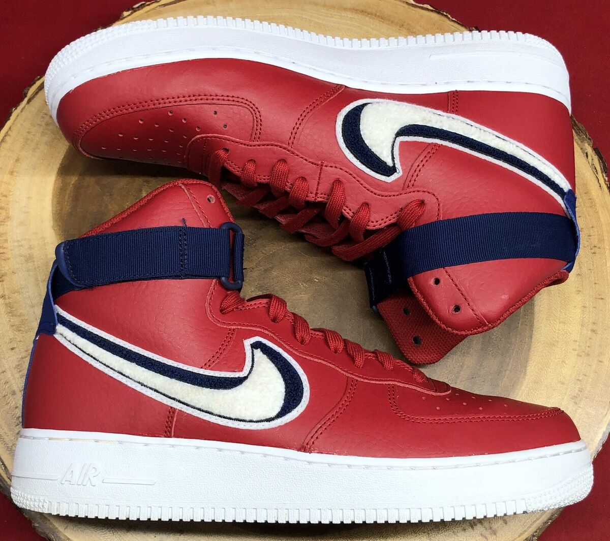 Nike Air Force 1 High 07 LV8 3D Chenille Swoosh Red White Blue Sz 10