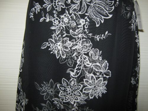 NWT Emma James 6 P Ankle Length Career Skirt Black White Floral Sheer Overlay - Picture 3 of 10