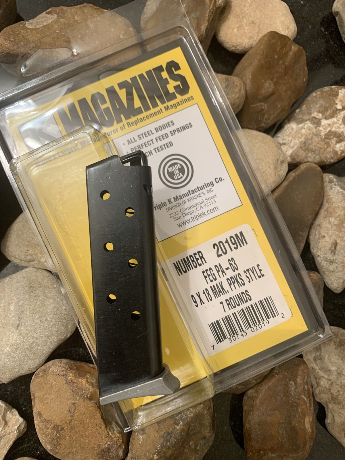 2 Pack FEG PA-63 9x18 .380 ACP Makarov 7 Round PPKS Style Blued Magazine Mags