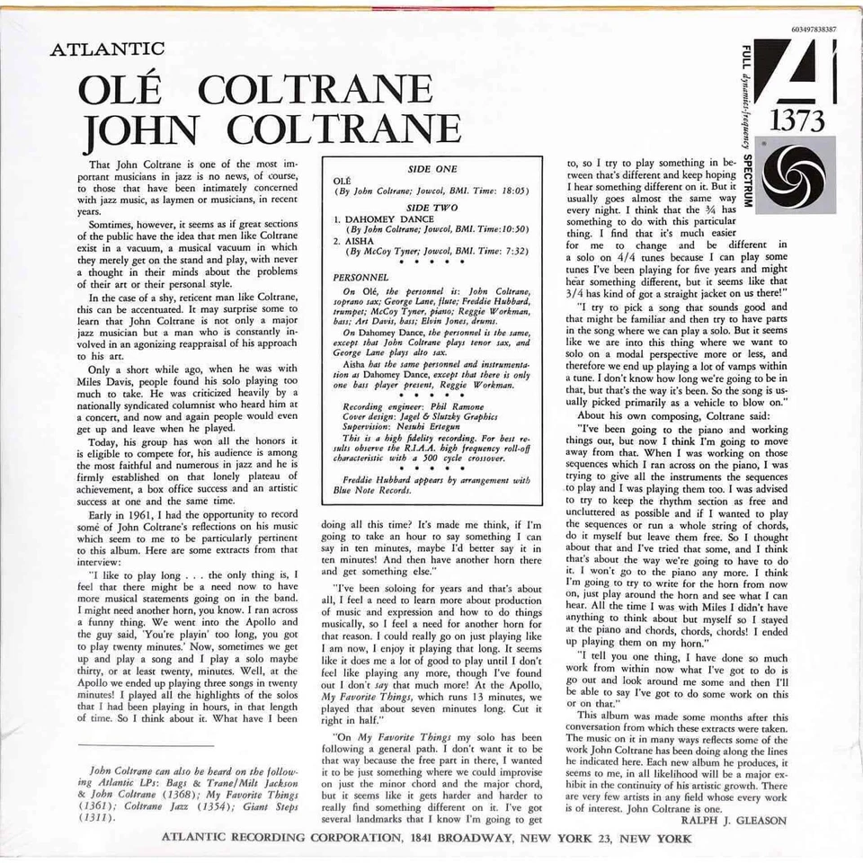 John Coltrane - Ole Coltrane (2023) LP Crystal Clear Vinyl - Image 2 of 3