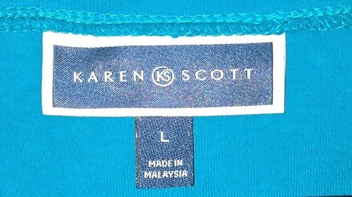 Karen Scott Womens Teal 3/4 Sleeve Henley Shirt Size L Cotton Comfortable Casual - Bild 3 von 7