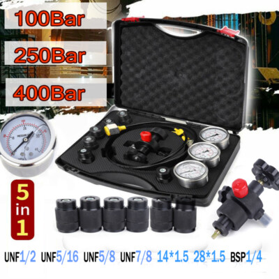 #ad 100 400 bar gauge Hydraulic Accumulator Pressure Test Kit Nitrogen Charging Gas $158.03