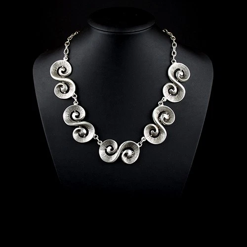 Schnörkel Kette Silber kette Zamak Schmuck, Damen Halskette Collier -C18 - Bild 2 von 4