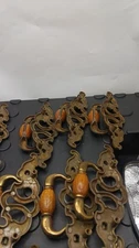 Lot Of matching vintage brass drawer pulls Ornate scroll design 