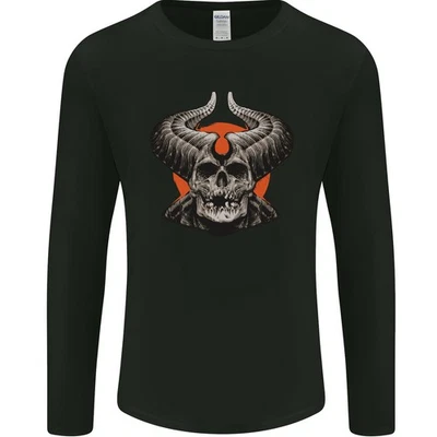 Diable Crâne Avec Énorme Cornes Hommes T-Shirt - Photo 1/2