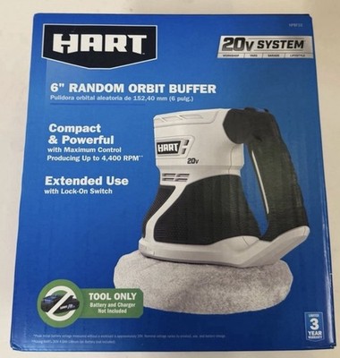 Hart 6'' Random Orbit Buffer Black and White No Battery