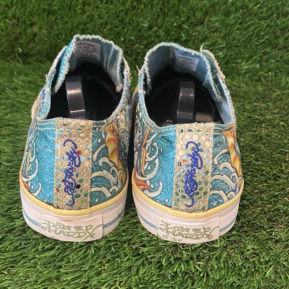 Vtg Ed Hardy Shoes Mermaid Glitter Lowrise Sneaker in Light Blue Sz 10 - Image 4 of 4