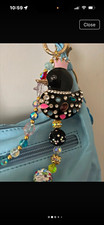 Beaded Rhinestone Duck Bag Charm Gold/Silver