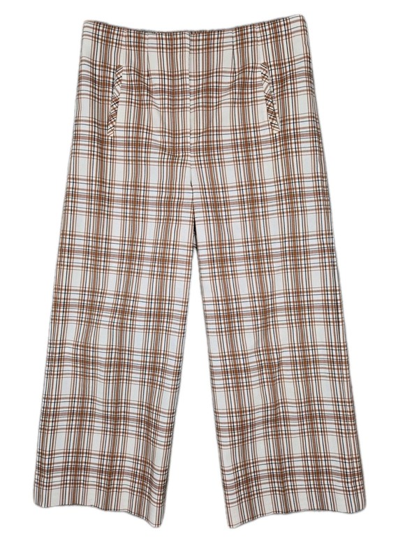 Veronica Beard Dova Cotton Blend Wide Leg Cropped Plaid Pants Women's Size 10