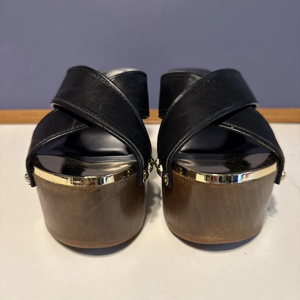 Cuña Rachel Zoe negra con grano de madera talla 6,5 M Foto 3 de 4