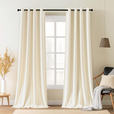 Snitie Ivory White 108In Long Velvet Curtains Grommet Super Soft Noise Reducing