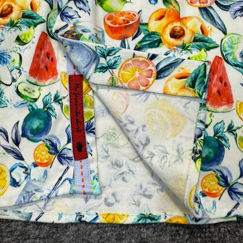 Visconti Black Shirt Mens Large Floral Fruit Short Sleeve Button Natural Stretch - Picture 5 of 12