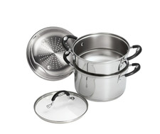 Tramontina Stainless Steel 3 Quart Steamer & Double-Boiler, 4 Piece