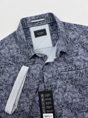 7 Diamonds Shirt Gray Men Foundary 4 Way Stretch Button Floral Sz Small NEW $79