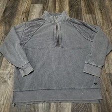 Victoria Secret Pink womens quarter zip pullover gray sweatshirt Large