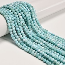 Natural Larimar Round AAA Quality Gemstone Handmade Beads 15" Strand 6mm