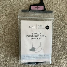 RRP  10 M S X LARGE RIGHT 2 Pack Post Surgery Mastectomy Pocket BLACK XL