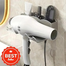 Wall Mounted Hair Dryer Holder No Drill Bathroom Storage Rack Organizer