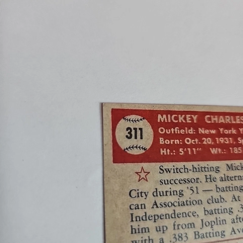 Tarjeta de reimpresión Mickey Mantle #331 1952 - casi como nueva - envío rápido Foto 4 de 4