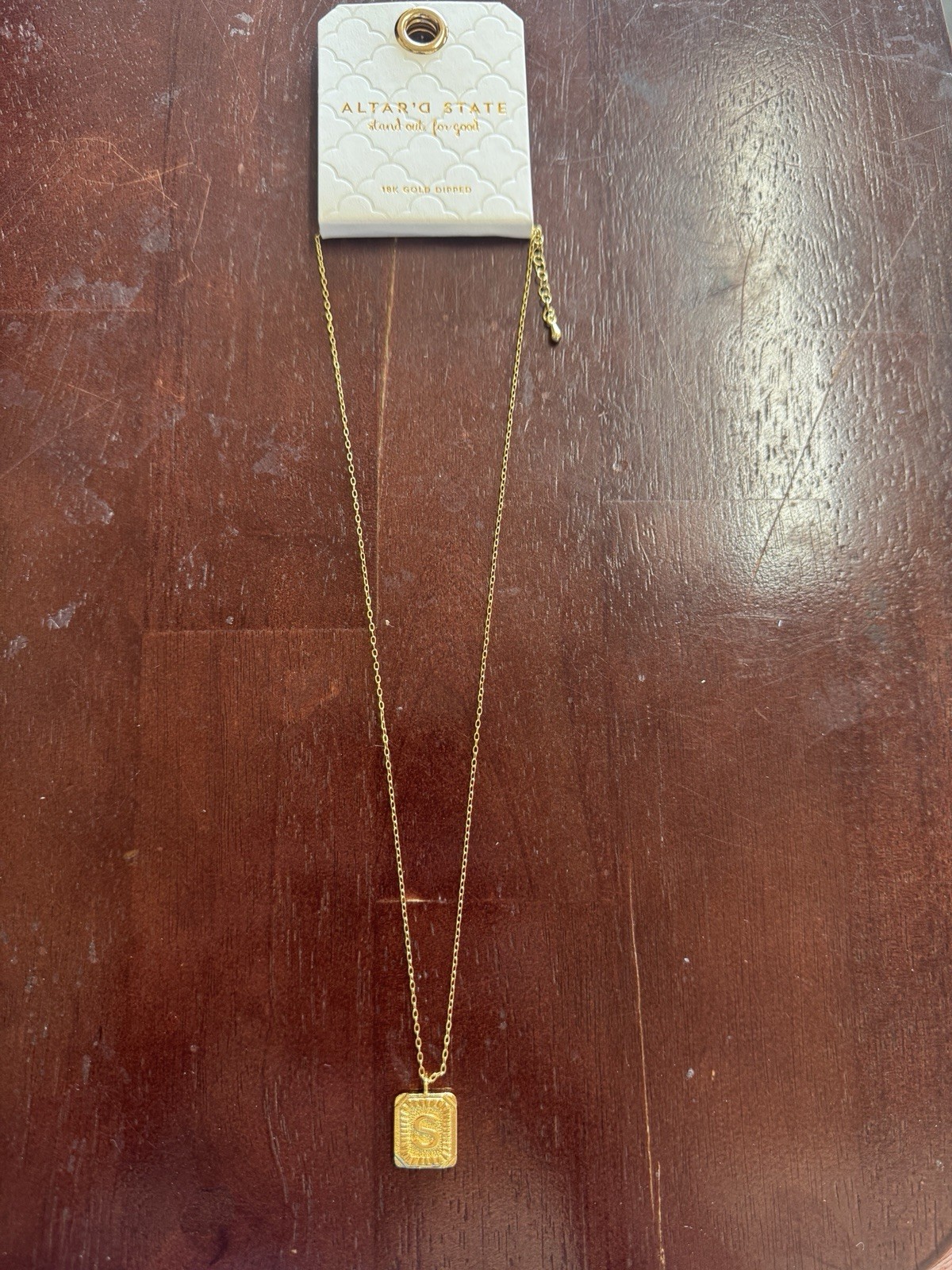 ALTAR'D STATE 18K Gold Dipped Letter S Pendant Necklace Cable Chain Gold