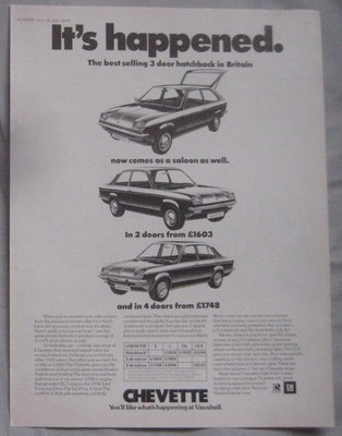 Vauxhall Chevette 1976 Original Anzeige Nr.1