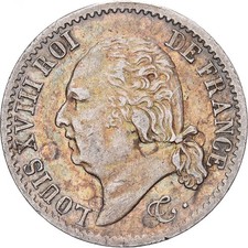 [#639784] Frankreich, Ludwig XVIII., 1/4 Franc, 1817, Paris, Silber, vz(50-53), km:714