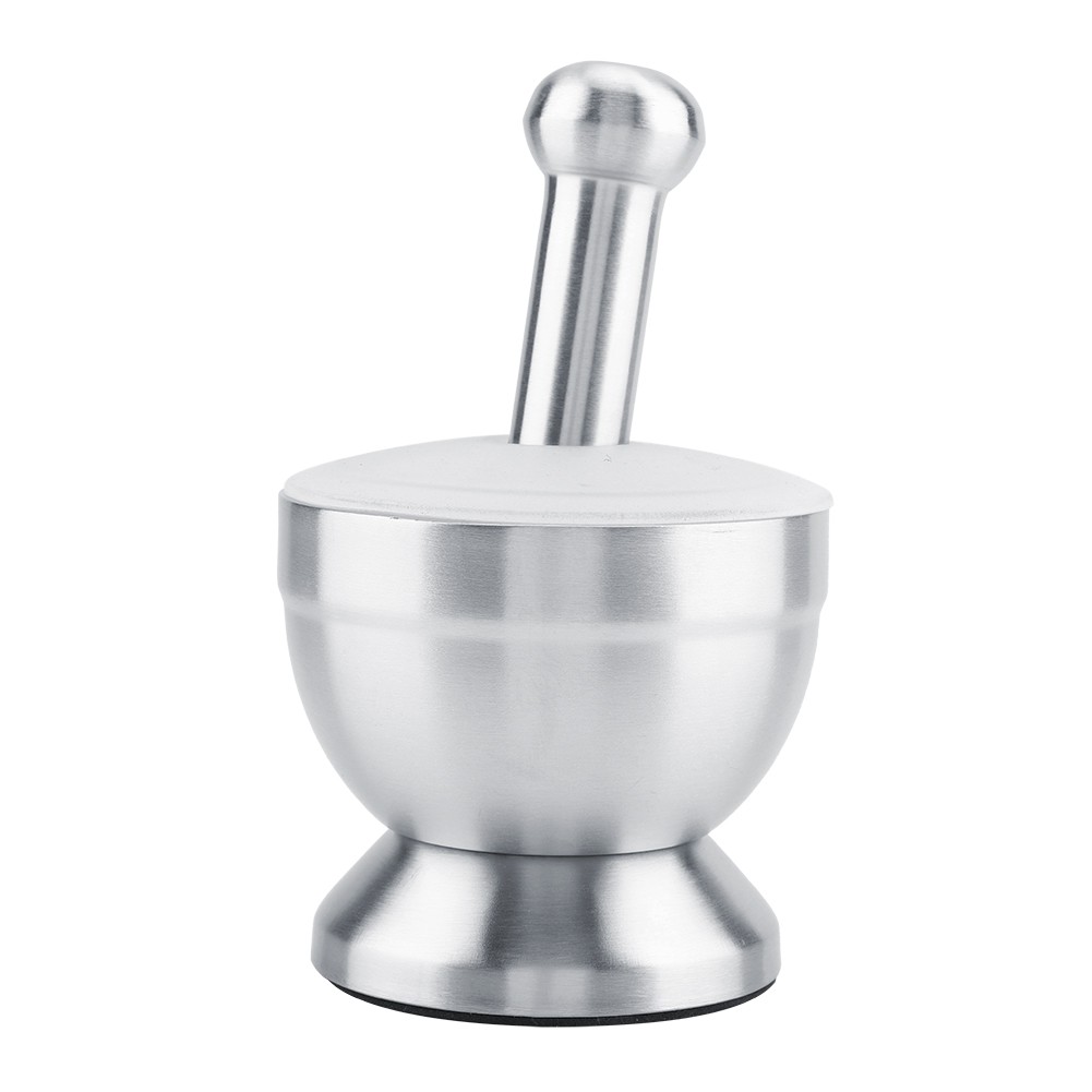 Stainless Steel Mortar Pestle Set Ergonomic Garlic Grinder For Kitchen Tool Silv