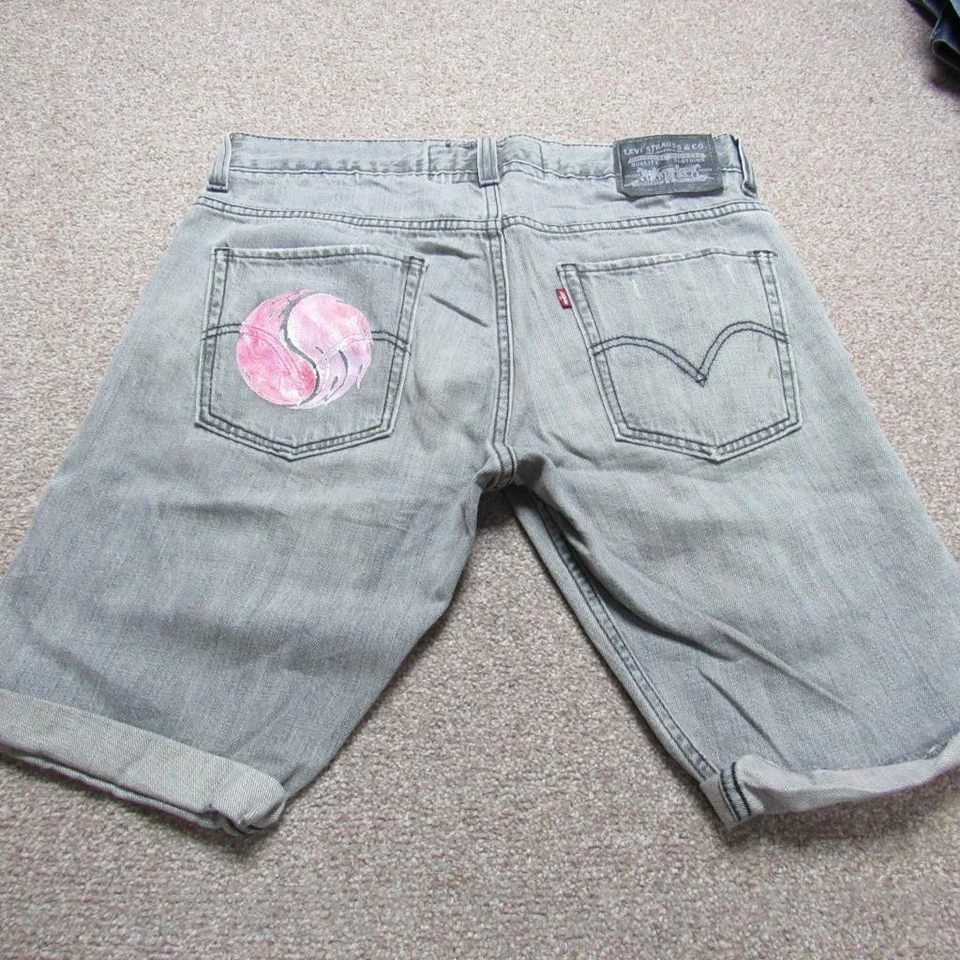 MENS SHORTS LEVI 511 HAND-PAINTED SHORTS SIZE 33 RE (JC9228 - Image 3 of 4