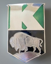 Vintage Kaiser Buffalo Emblem Oem Enamel Hood Badge 1940s Oem Radiator Ornament