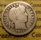 1914  Barber Liberty Dime Coin 1892-1916 #M20 Better Grade Coin
