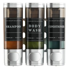 Shampoo and Conditioner Dispenser,Shower Dispenser 3 Chamber No Drill Wall-Mo...